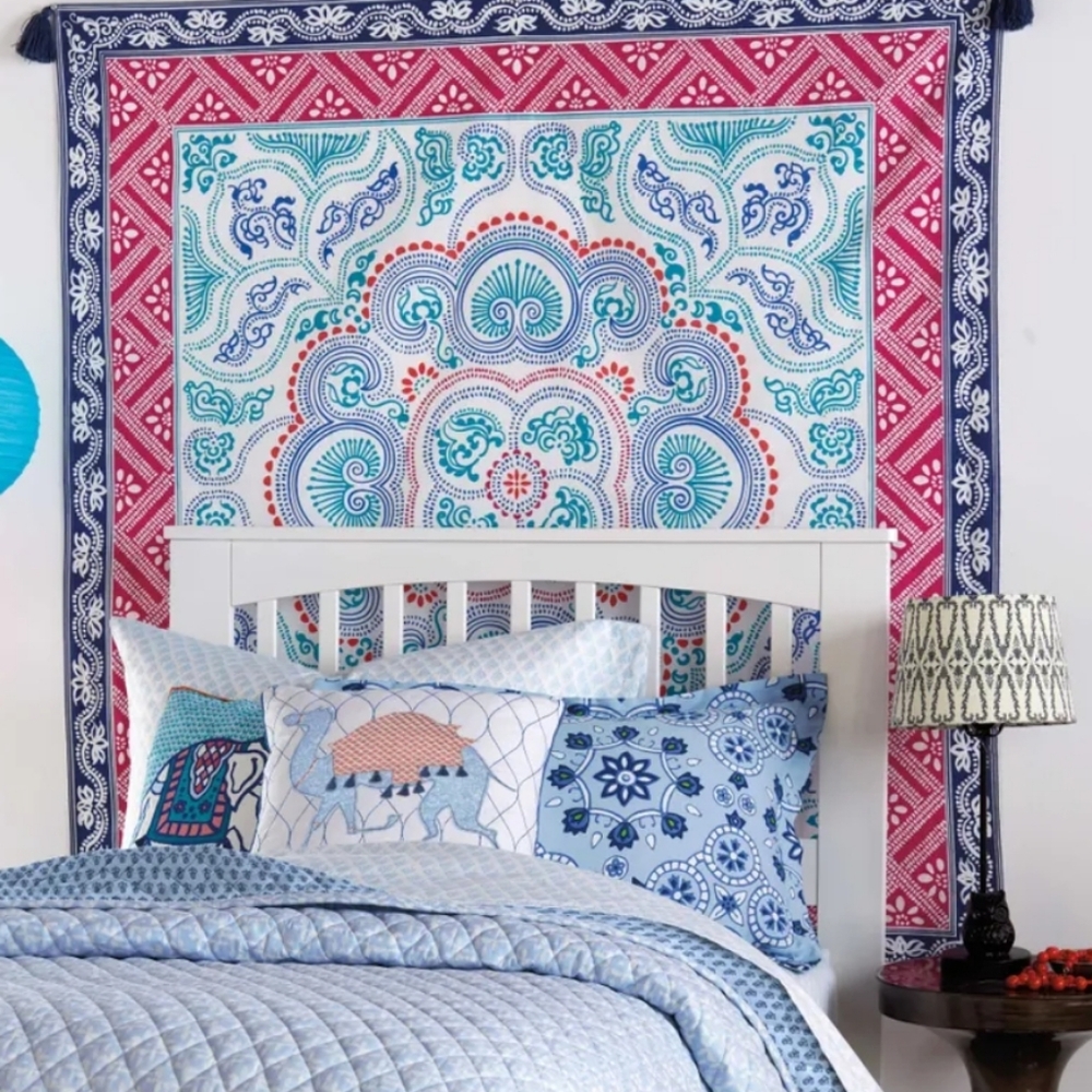 John Robshaw Multicolor Tapestry with Blue and Pink Accents